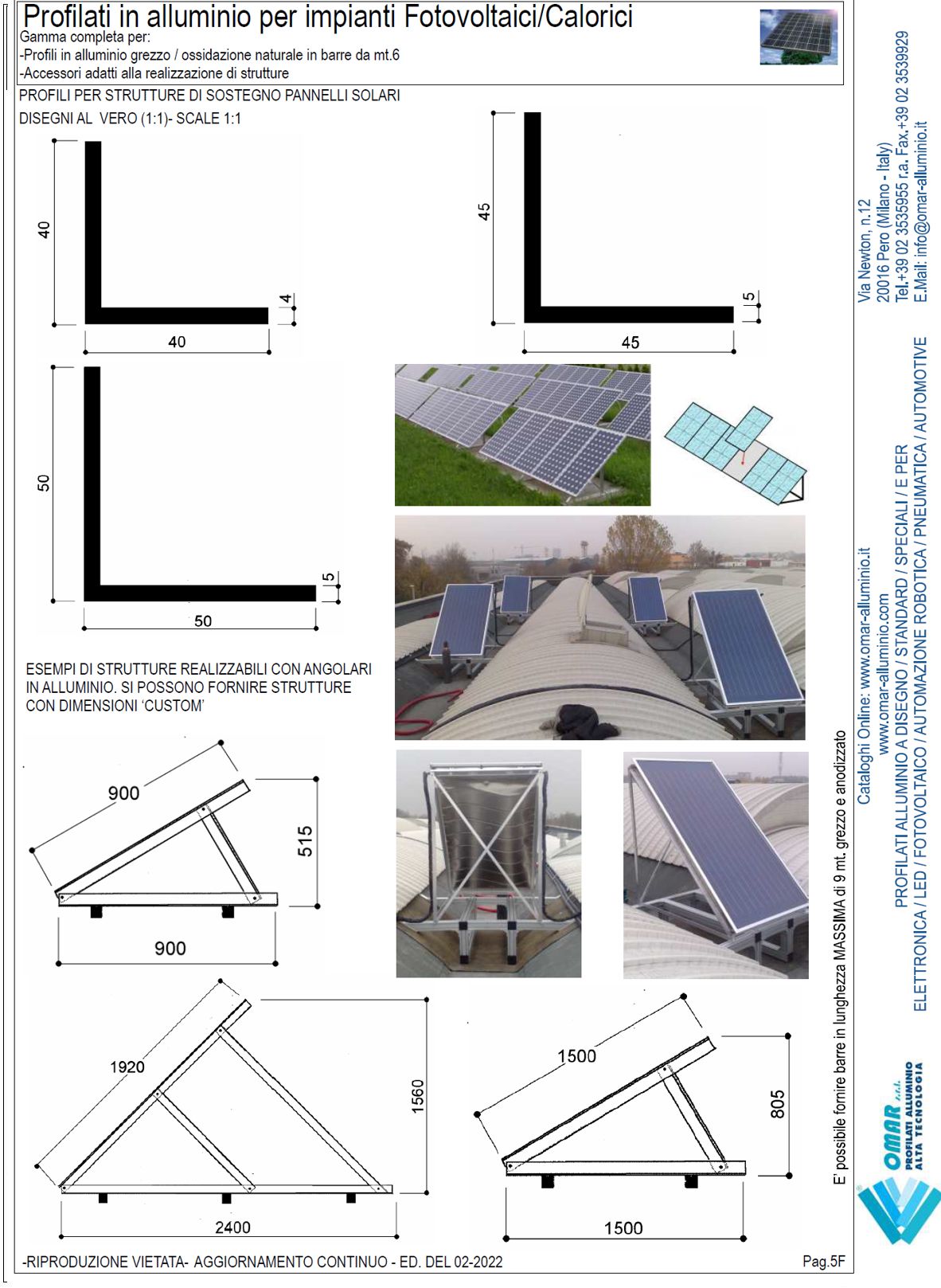 angolari in alluminio per impianti fotovoltaici
